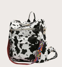Load image into Gallery viewer, Convertible Backpack-Black Cow Print